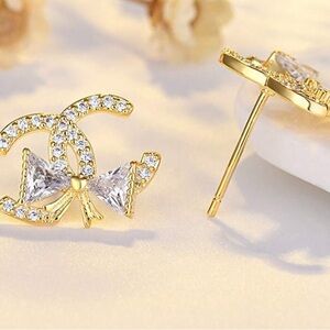 Elegant Gold and Silver Crystal Earrings